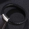 Braided Leather Bracelet with Stainless Steel Clasp