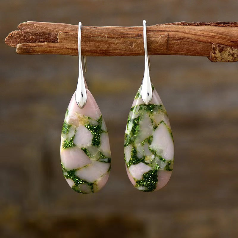 Emperor Stone Happiness Earrings, Teardrop Gemstone Dangles