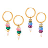 Natural Stone and Pearl Drop Hoop Earrings, Titanium Steel