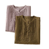 Folded sleeveless pleated tops in light purple and coffee colors