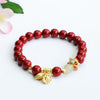 Cinnabar Rose Bracelet with Gold-Tone Accents