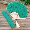 Hollow Flower Embroidery Cotton Folding Fan with Tassel