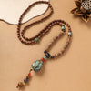 Handmade Wood Bead Necklace with Alloy Pendant