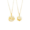 Gold plated sterling silver necklace with dragon and phoenix peace buckle pendant