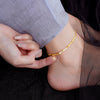 Copper Bamboo Leaf Anklet, Gold Tone Chain for Women