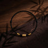 Braided Red String Bracelet with Gold-Tone Beads