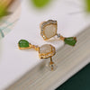 Sterling Silver Fan Shaped Jade Drop Earrings