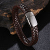 Braided Leather Bracelet with Stainless Steel Clasp