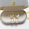 Freshwater Pearl Butterfly Earrings with 925 Silver Posts