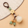 Money Bag Flower Blessing Keychain, Wood Phone Charm