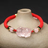 Pink Crystal Pixiu Braided Bracelet with Cord
