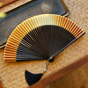 Chinese Style Bamboo Folding Fan with Silk Leaf and Tassel