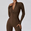 Women Zipper Long Sleeve Shapewear Jumpsuit Sports Fitness Yoga Bodysuit