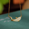 Sterling Silver White Jade Dolphin Necklace