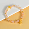 Incense Ash Liuli Glass Bead Bracelet with Fox and Lotus Charm
