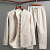 Men's Fleece Lined Tang Suit Set, Traditional Mandarin Collar Top and Pants