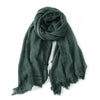 Men's Viscose Scarf with Frayed Edges and Striped Detail