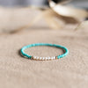 Turquoise Pearl Beaded Bracelet for Women, Delicate Handmade Jewelry