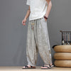 Men's Loose Harem Pants with Plant Print and Drawstring