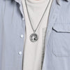 Horse Head Pendant Necklace, Stainless Steel Round Coin Charm