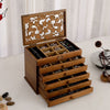 Wooden Jewelry Box with Carved Plum Blossom Lid