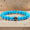 Natural Stone Bead Bracelet with Hematite Charm