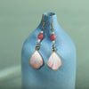 Handmade Velvet Flower Earrings, 925 Silver Hook
