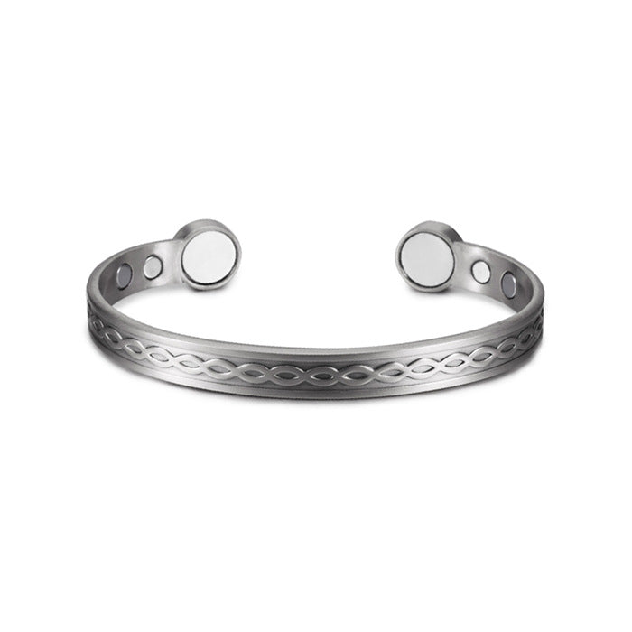 Magnetic Open Cuff Bracelet with Interwoven Loop Pattern