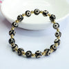 Nine-Eye Dzi Bead Black Agate Bracelet