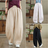 Women's Wide Leg Pants Cotton Linen Blend With Pockets