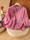 Vintage Chinese Embroidery Floral Shirt Frog Button Top