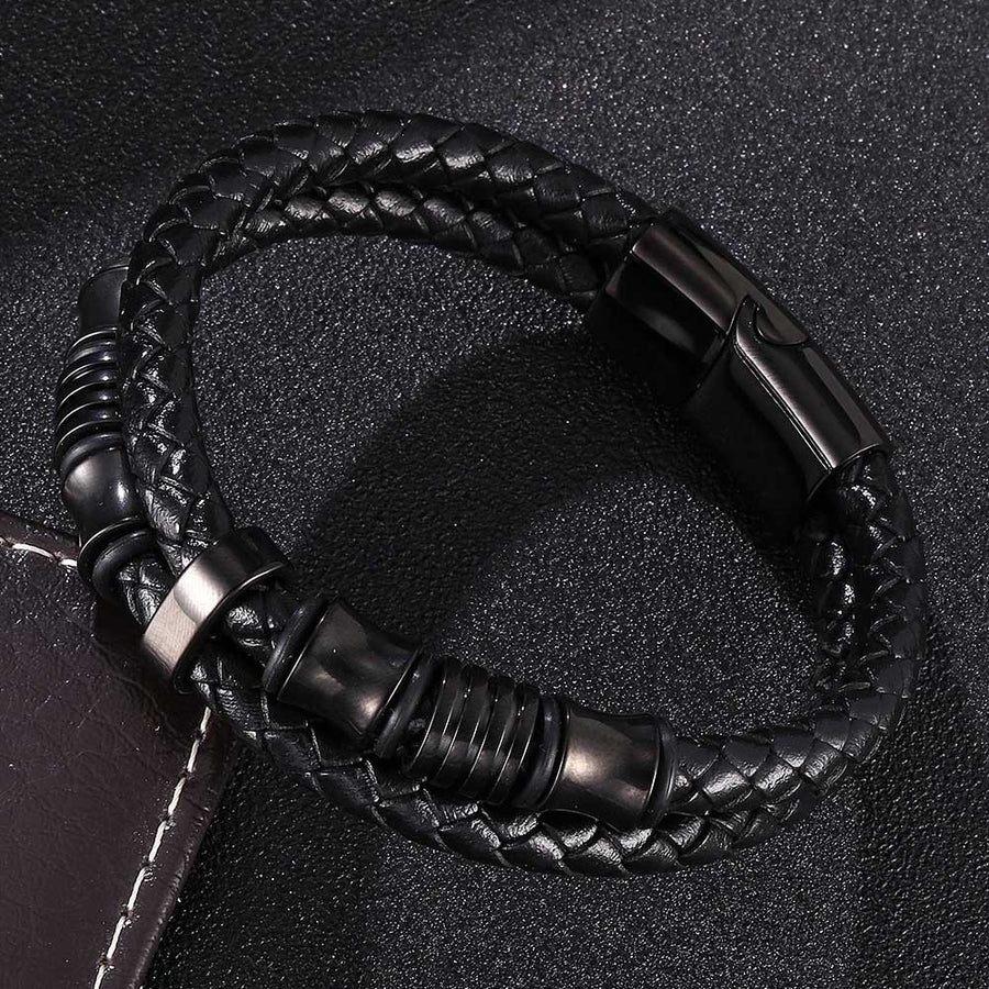 Layered Leather Weave Fortune Bracelet for Men and Women