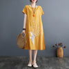 Phoenix Print Cotton Linen Midi Dress