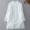 Solid Color Frog-Button Three Quarter Sleeve Double Layer Shirt