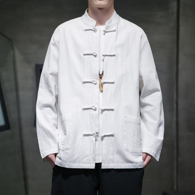 Men's Long Sleeve Tang Suit Jacket Chinese Style Linen Shirt