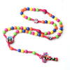 Children's Cross Necklace, Colorful Resin Beads