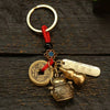 Brass Lucky Cat Chinese Coin Wealth Keychains