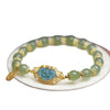 Jade Leaf Bracelet with Gold-Tone Beads