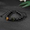 Alphabet Letter Bracelet with Tiger Eye and Black Glass Beads