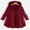 Women's Hooded Coat with Pockets, Long Sleeve Mid-length Jacket