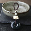 Obsidian Peace Buckle Keychain with Lotus or Wealth Charm