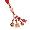 Enamel Charm Keychain with Chinese Characters and Beads