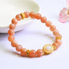 Natural Peach Moonstone Bracelet with Gold-Tone Charm