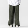 Men's Wide Leg Pants Solid Color Corduroy Trousers With Pockets