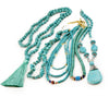 Turquoise Boho Necklace and Jewelry Set with Tassel