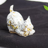 Resin Cat Figurine with Crystal Gravel, Desk Decor