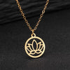 Stainless Steel Lotus Pendant Necklace in Gold or Silver Tone