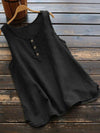 Women's Vest Cotton Linen Sleeveless Button Top