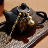 Brass Gourd Keychain with Five Emperor Coins, Feng Shui Decoration