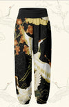 Women's Harem Pants with Lotus and Elephant Prints
